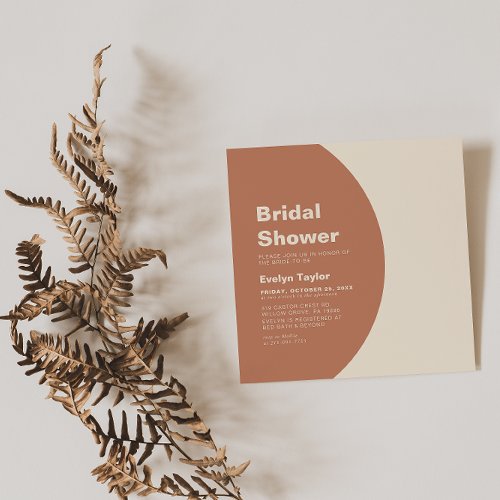 Terracotta Arch Minimalist Formal Bridal shower  Invitation
