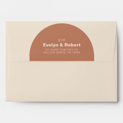 Terracotta Arch Minimalist Formal Initial Wedding Envelope