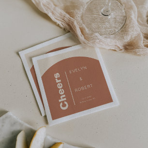 Terracotta Arch Minimalist Formal Wedding Cheers   Napkins