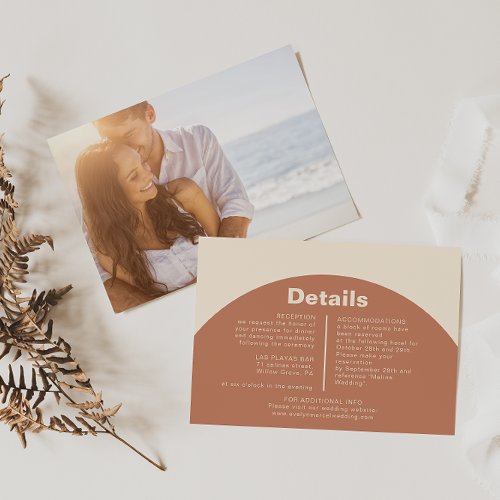 Terracotta Arch Minimalist Formal Wedding Details  Enclosure Card