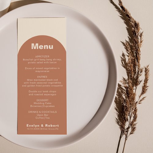 Terracotta Arch Minimalist Formal Wedding Menu