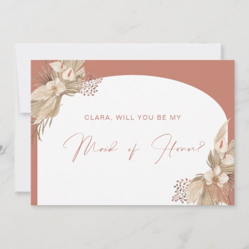 Terracotta Arch Pampas Grass maid of honor card
