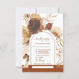 Terracotta Arch Pampas Grass Song Request Wedding RSVP Card