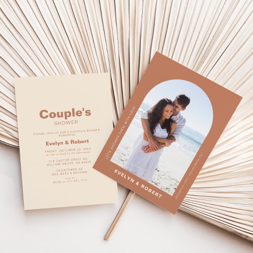 Terracotta Arch Photo Minimalist Couples shower  Invitation