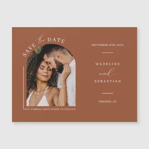 Terracotta Arch Photo Save the Date Magnetic Card