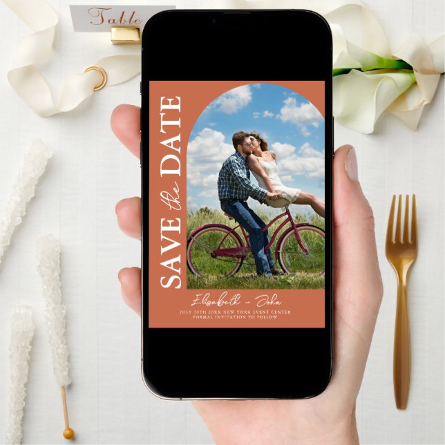 Terracotta Arch Photo Wedding Save the Date  (Front Digital)