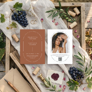 Terracotta Arch QR Code Fall Wedding Photo Invite