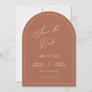 Terracotta Arch Save the Date Wedding Announcement