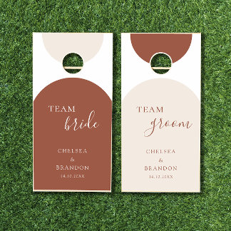 Terracotta Arch Team Bride Groom Boho Wedding Cornhole Set