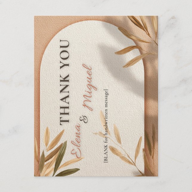Terracotta Arch Wedding Thank You Card (Front)