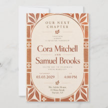 Terracotta Art Deco Wedding Invitation