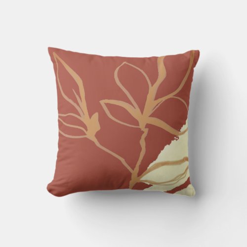 Terracotta Artistic Watercolor Leaf Design Throw P Throw Pillow
