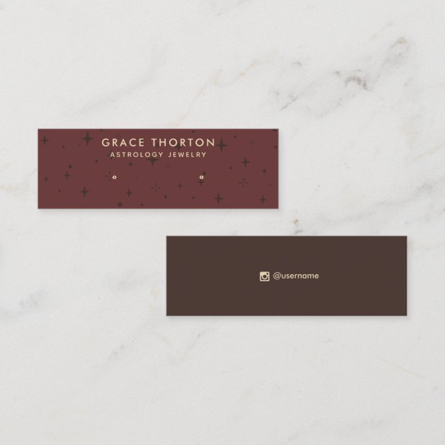 Terracotta Astrology Stars Stud Earring Display  Mini Business Card (Front/Back)