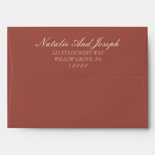 Terracotta Auburn Beige Old Money Retro Wedding Envelope (Back (Top Flap))