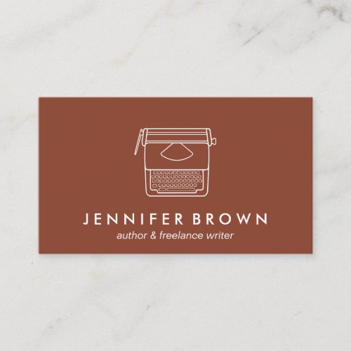 Terracotta Author Blogger Freelancer Typewriter Business Card