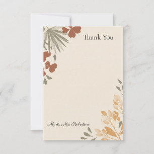 Terracotta Autumn Botanical Retro Floral Thank You Card