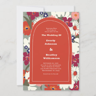 Terracotta Autumn Floral Boho Bold Chic Wedding Invitation