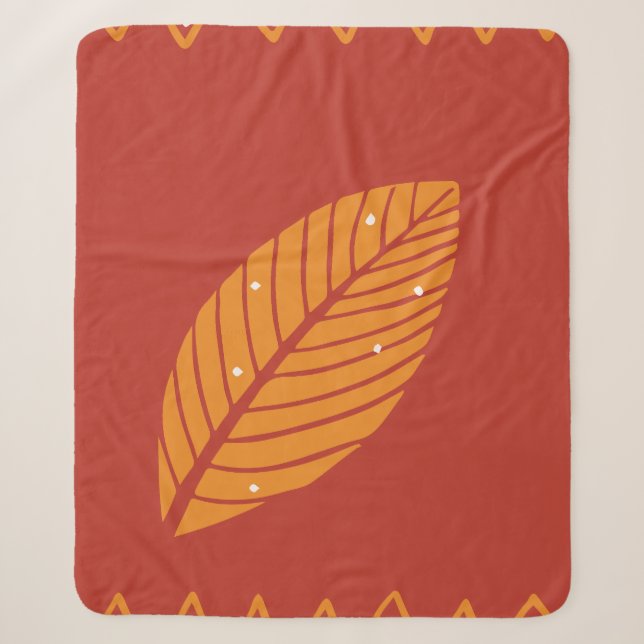 Terracotta Autumn Leaf Tribal Pattern Blanket (Front)