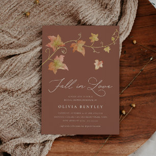 Terracotta Autumn Leaves Fall Bridal Shower Invitation
