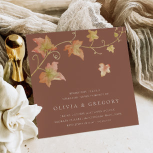 Terracotta Autumn Leaves Fall Rehearsal Dinner Invitation