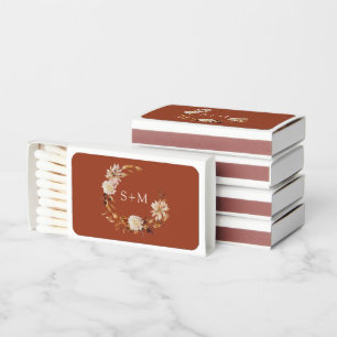 Terracotta Autumn Monogram Wedding Matchboxes