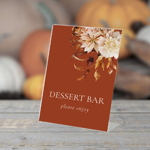 Terracotta Autumn Wedding Pedestal Sign