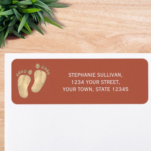 Terracotta Baby Feet Return Address Label