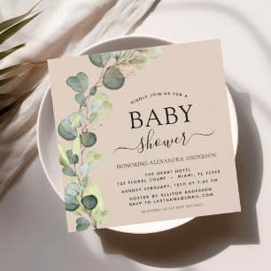 Terracotta Baby Shower Greenery Eucalyptus Invitation