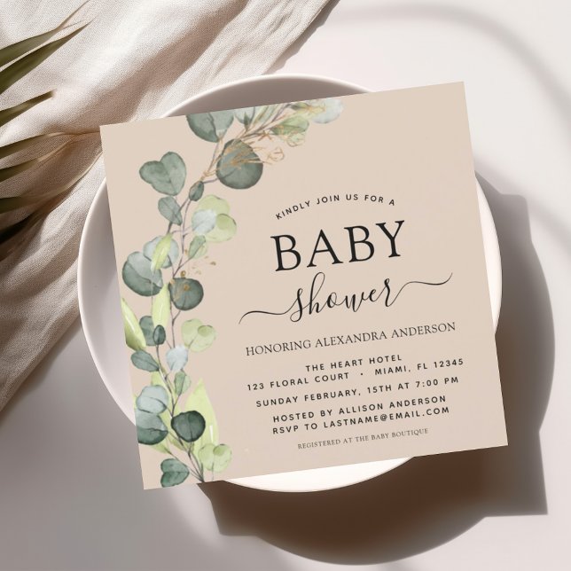Terracotta Baby Shower Greenery Eucalyptus Invitation (Creator Uploaded)