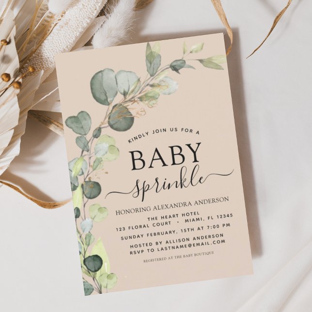Terracotta Baby Sprinkle Shower Eucalyptus  Invitation (Creator Uploaded)