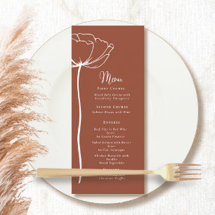 Terracotta Background White Floral Simple Menu
