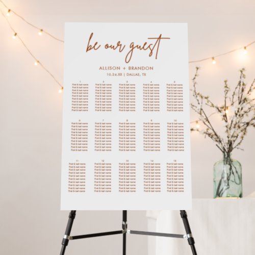 Terracotta Be Our Guest Seating Chart  Foam Board
