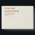 Terracotta Beige Boho Earthy Bold Unique Wedding   Envelope<br><div class="desc">A minimalist boho calligraphy terracotta wedding envelope. Which features fall autumn burnt orange color script . With beige creamy earthy background. And customizable return address info.</div>