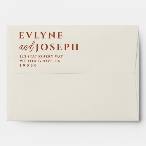 Terracotta Beige Boho Earthy Bold Unique Wedding   Envelope