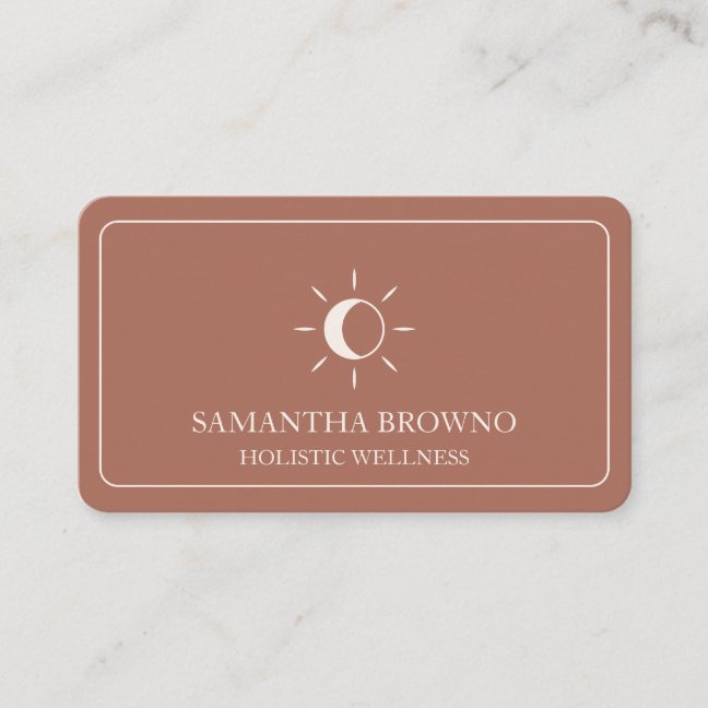 Terracotta Beige Celestial Sun Moon Holistic Welln Business Card