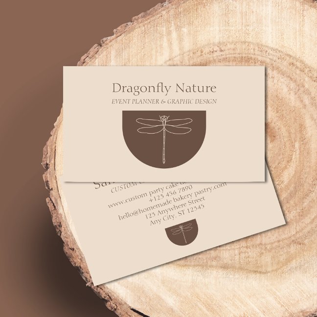 Terracotta Beige Dragonfly Calling Card