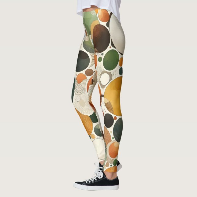  Terracotta Beige Earths Colours Abstract circles Leggings (Left)