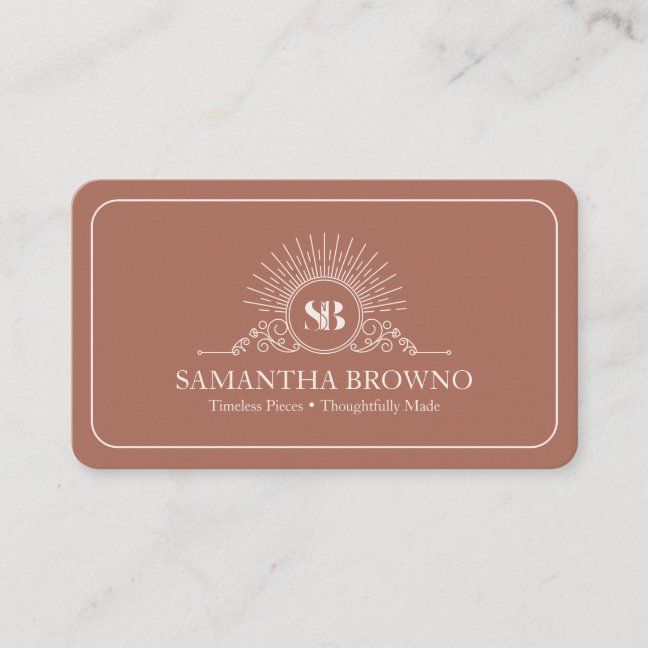 Terracotta Beige Elegant Fine Jewelry Designer Business Card