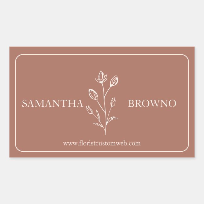 Terracotta Beige Elegant Flower Decor Event Rectangular Sticker