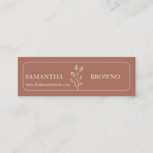 Terracotta Beige Elegant Framed Flower wedding Mini Business Card