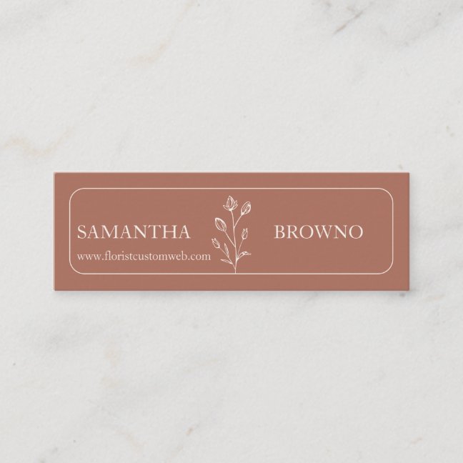 Terracotta Beige Elegant Framed Flower wedding Mini Business Card