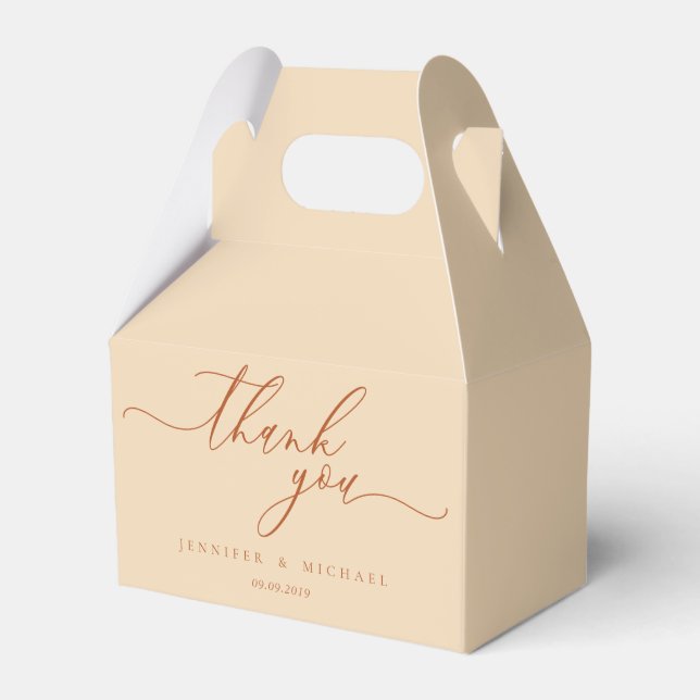 Terracotta Beige Elegant Gift Thank You Favor Boxes (Front Side)