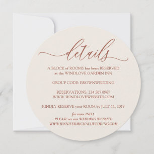 Terracotta Beige Elegant Simple Wedding Details Invitation