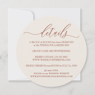 Terracotta Beige Elegant Simple Wedding Details Invitation