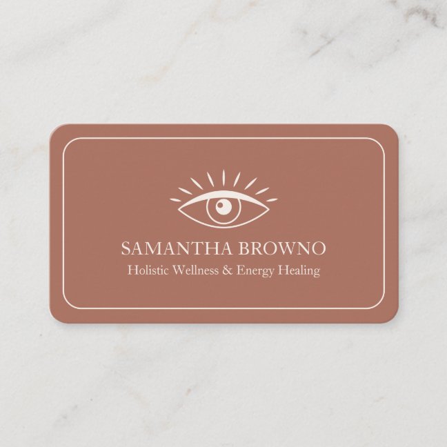 Terracotta Beige Evil Eye Holistic Wellness Reiki Business Card