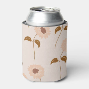 Terracotta Beige Floral Elegant Watercolor Botanic Can Cooler