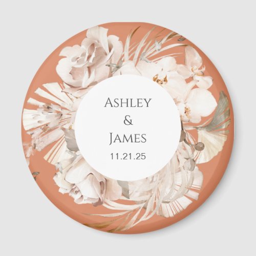 Terracotta_beige floral garden wedding magnet