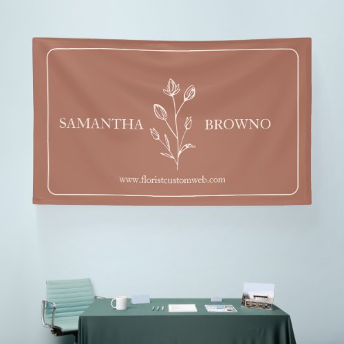Terracotta Beige Framed Flower Botanical Banner