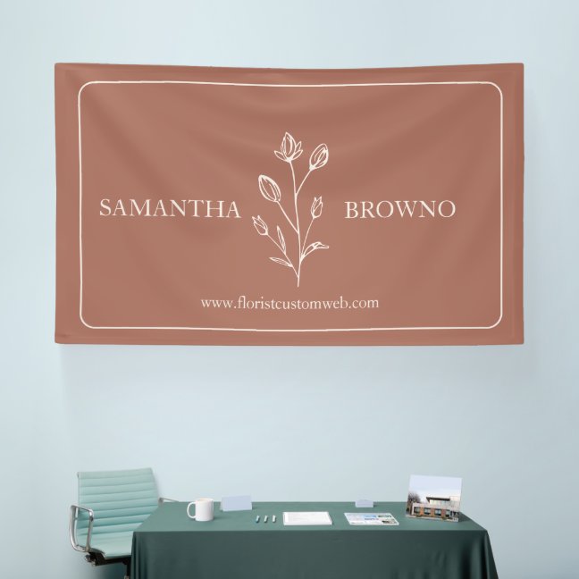 Terracotta Beige Framed Flower Botanical Banner