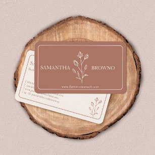Terracotta Beige Framed Flower Business Card
